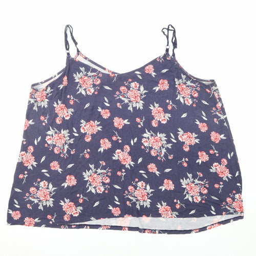 Torrid Womens Blue Floral Viscose Basic Tank Size 22 Round Neck