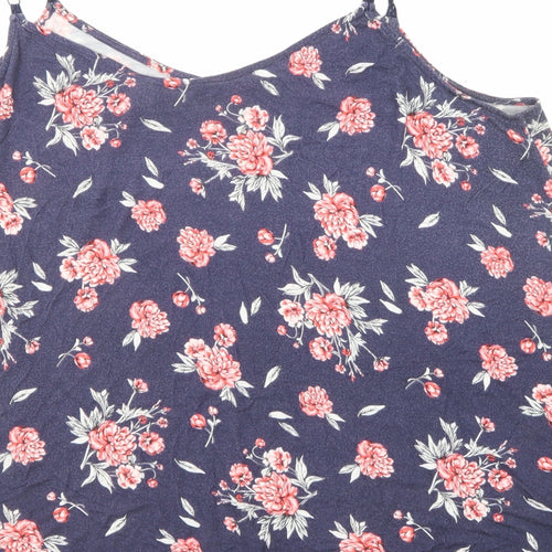 Torrid Womens Blue Floral Viscose Basic Tank Size 22 Round Neck
