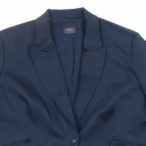 Marks and Spencer Womens Blue Cotton Jacket Blazer Size 18
