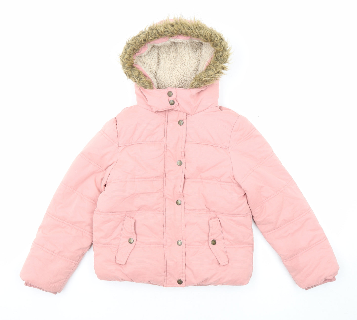 Fat Face Girls Pink Basic Coat Coat Size 8-9 Years Zip