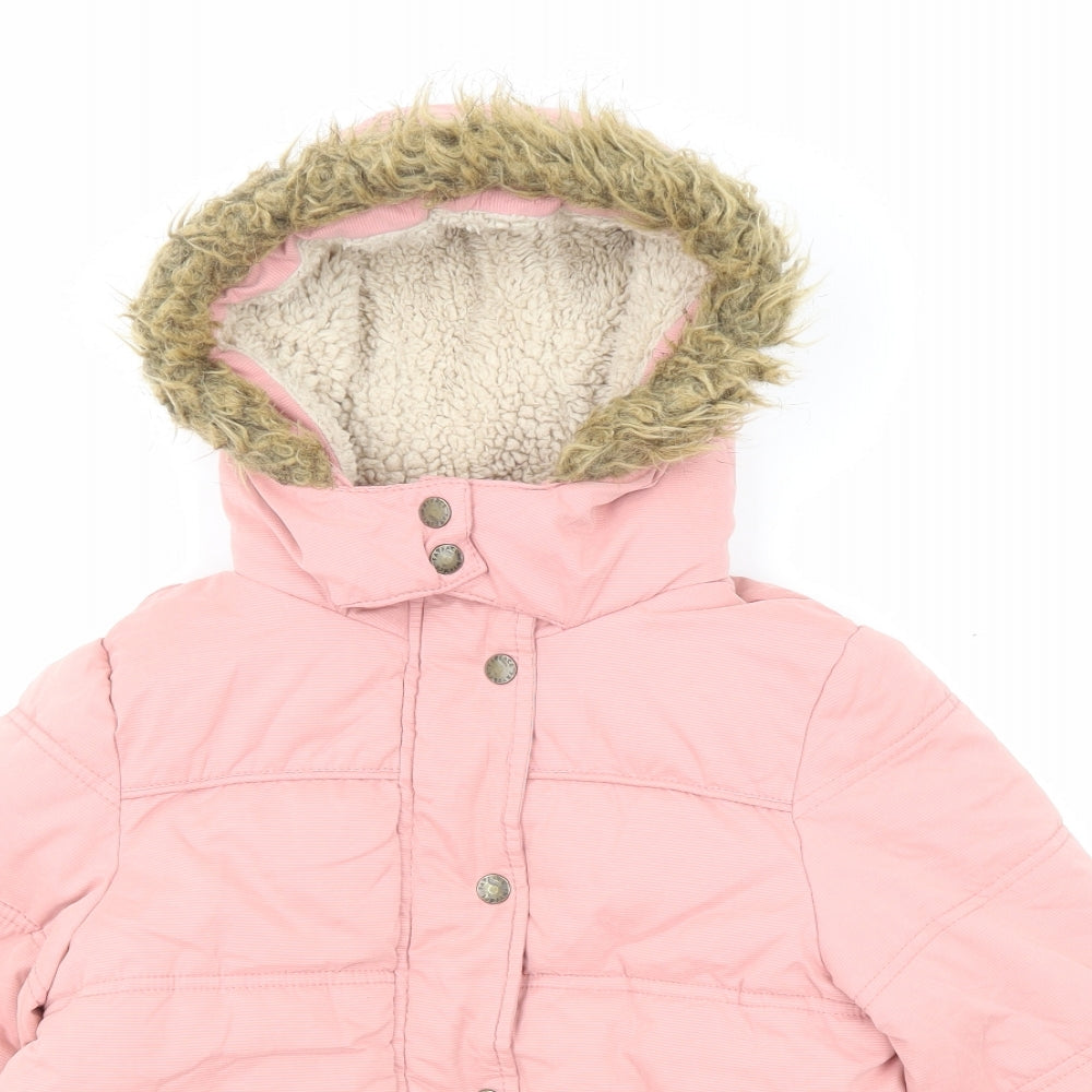 Fat Face Girls Pink Basic Coat Coat Size 8-9 Years Zip