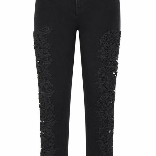Quiz Womens Black Cotton Skinny Jeans Size 6 L31 in Regular Zip - Crocheted Lace Detail