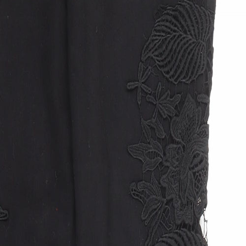 Quiz Womens Black Cotton Skinny Jeans Size 6 L31 in Regular Zip - Crocheted Lace Detail