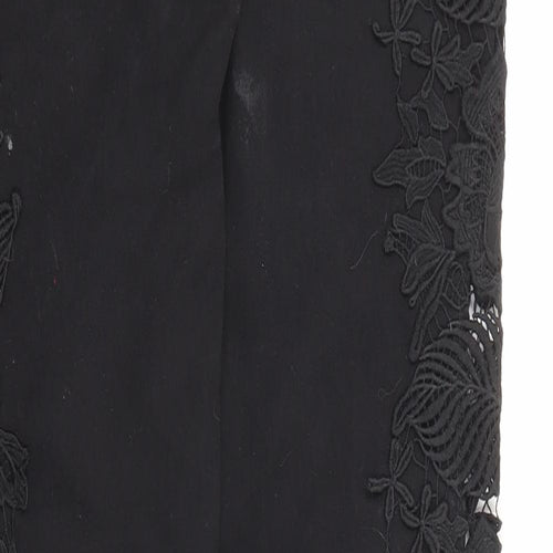 Quiz Womens Black Cotton Skinny Jeans Size 6 L31 in Regular Zip - Crocheted Lace Detail
