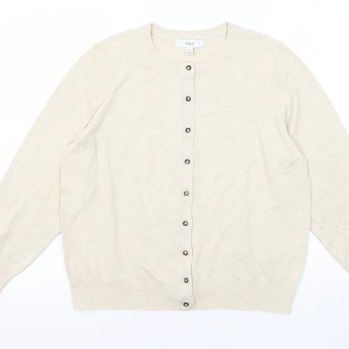 Marks and Spencer Womens Beige Round Neck Viscose Cardigan Jumper Size 16