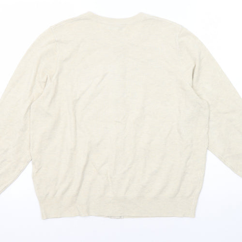 Marks and Spencer Womens Beige Round Neck Viscose Cardigan Jumper Size 16
