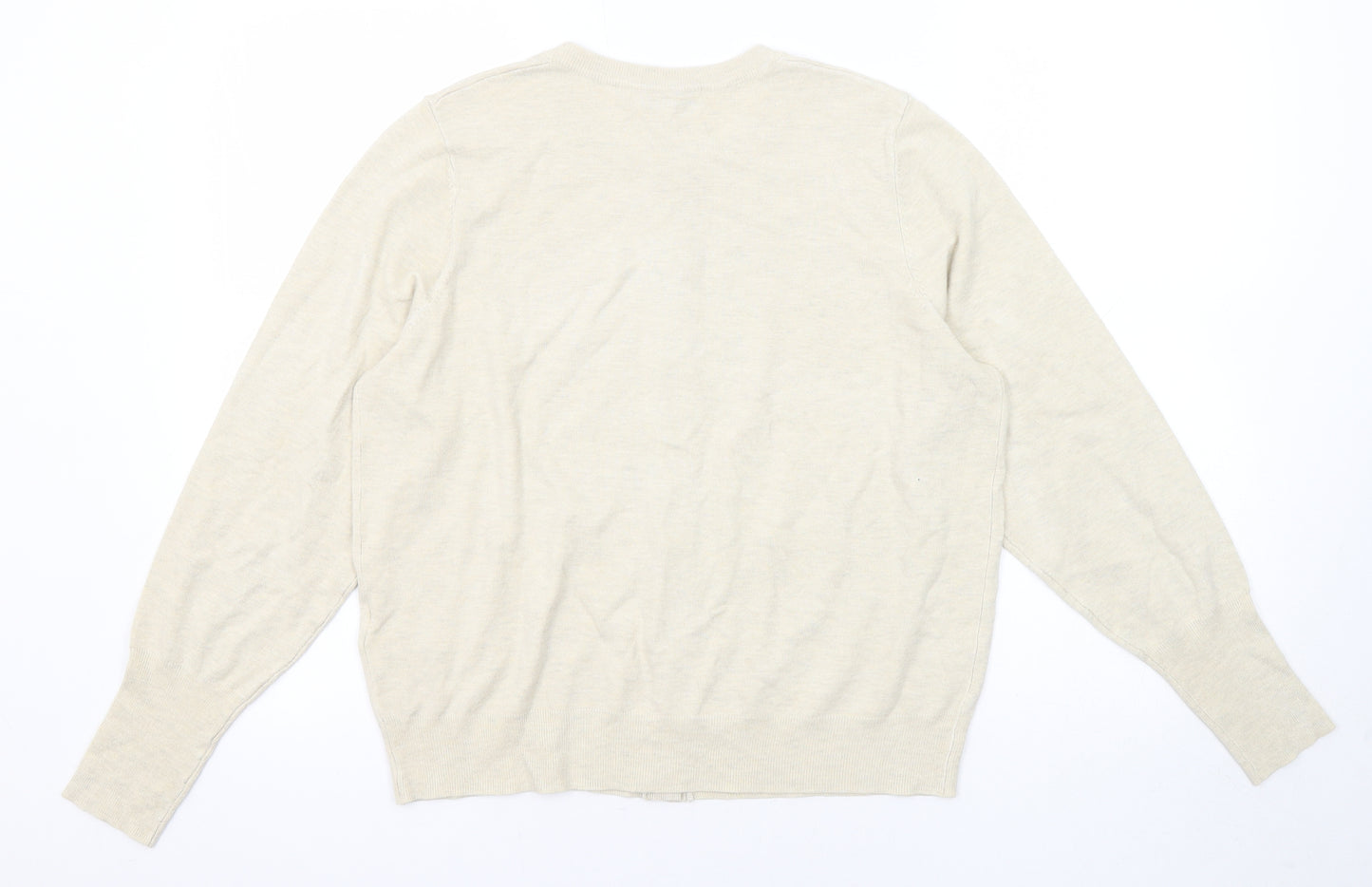 Marks and Spencer Womens Beige Round Neck Viscose Cardigan Jumper Size 16