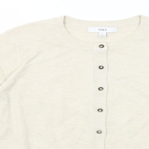 Marks and Spencer Womens Beige Round Neck Viscose Cardigan Jumper Size 16