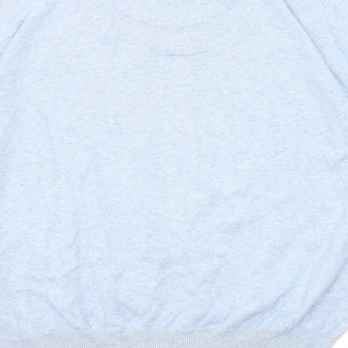 Marks and Spencer Mens Blue V-Neck Cotton Pullover Jumper Size L Long Sleeve