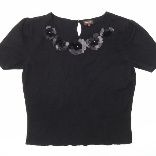 Phase Eight Womens Black Round Neck Viscose Pullover Jumper Size 12
