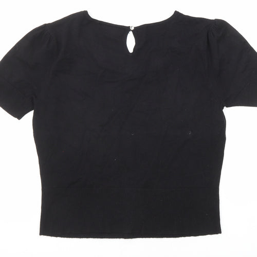 Phase Eight Womens Black Round Neck Viscose Pullover Jumper Size 12