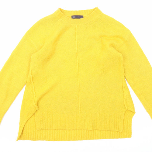 Marks and Spencer Womens Yellow Round Neck Acrylic Pullover Jumper Size S