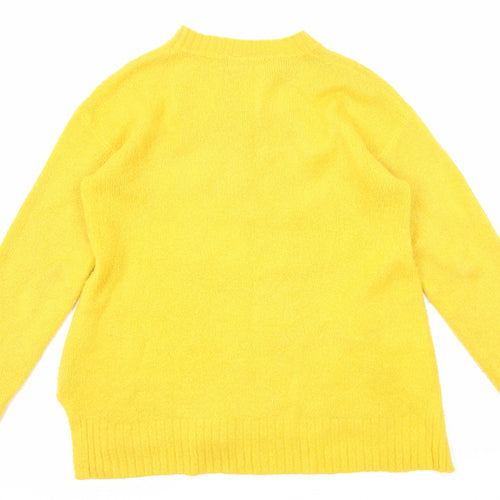 Marks and Spencer Womens Yellow Round Neck Acrylic Pullover Jumper Size S
