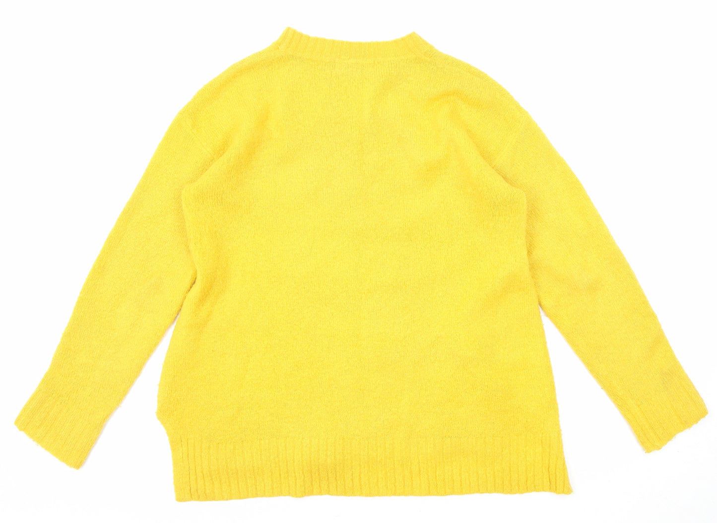Marks and Spencer Womens Yellow Round Neck Acrylic Pullover Jumper Size S