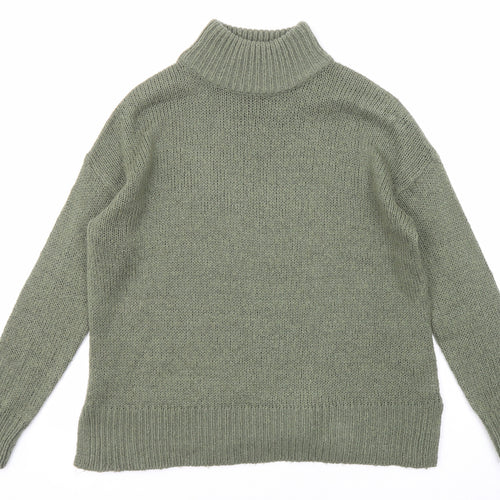 New Look Womens Green High Neck Acrylic Pullover Jumper Size S