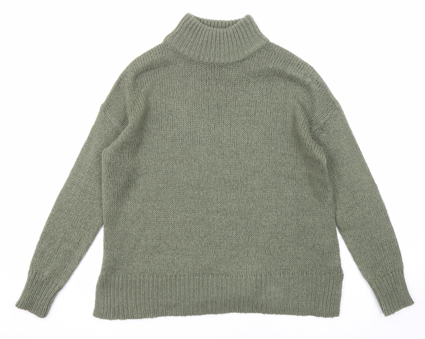 New Look Womens Green High Neck Acrylic Pullover Jumper Size S