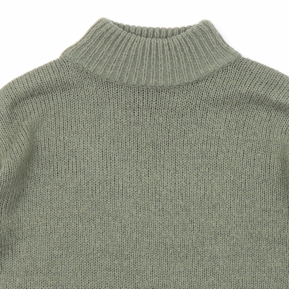 New Look Womens Green High Neck Acrylic Pullover Jumper Size S