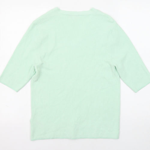 Marks and Spencer Womens Green V-Neck Viscose Pullover Jumper Size L