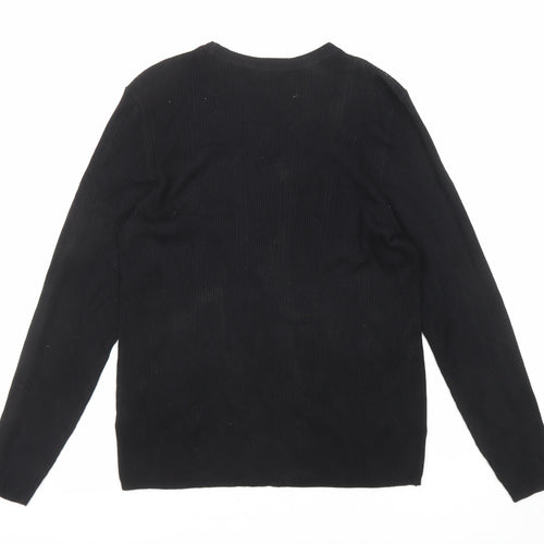 Marks and Spencer Womens Black Round Neck Viscose Pullover Jumper Size 16