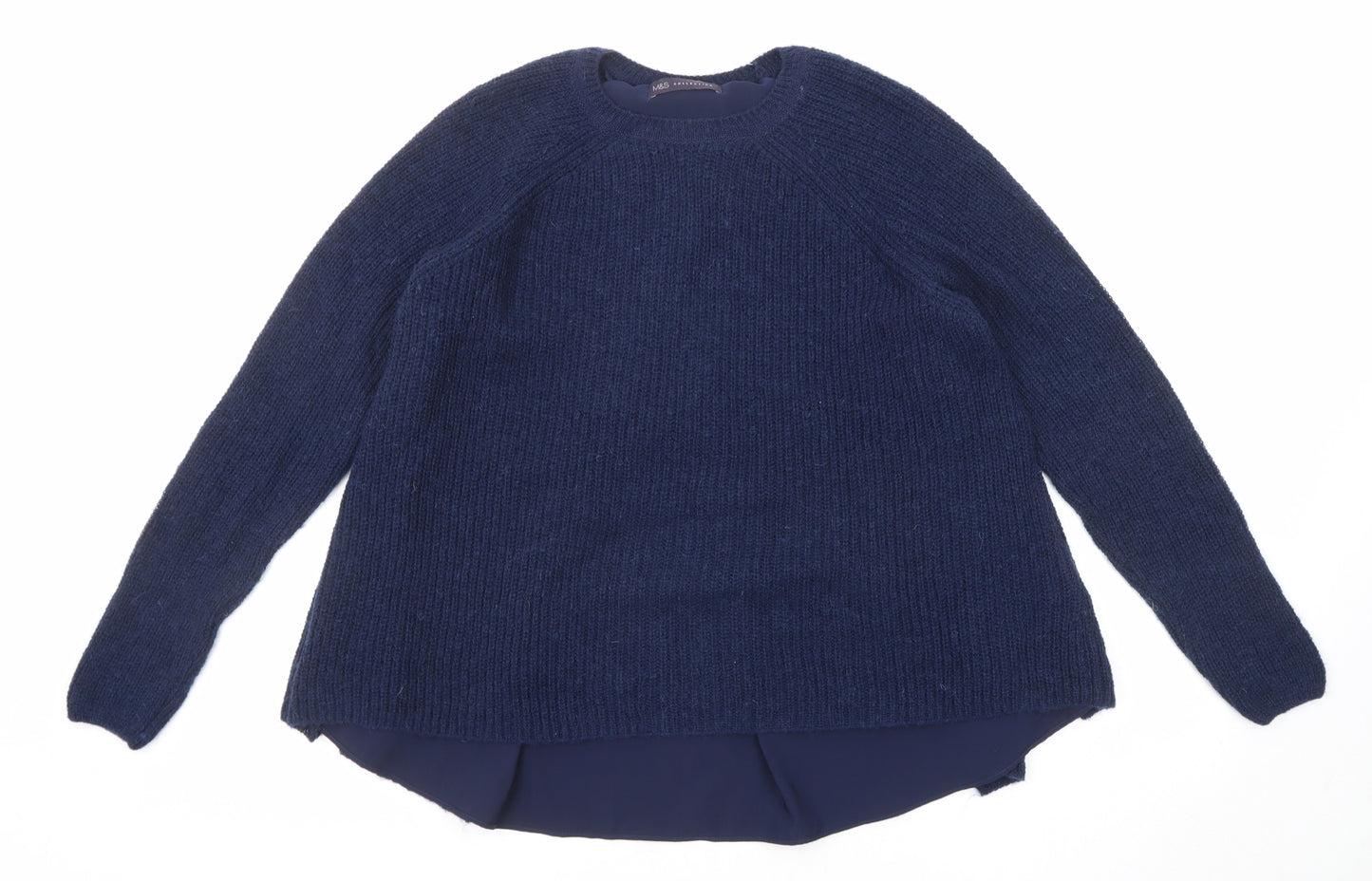Marks and Spencer Womens Blue Round Neck Acrylic Pullover Jumper Size 12