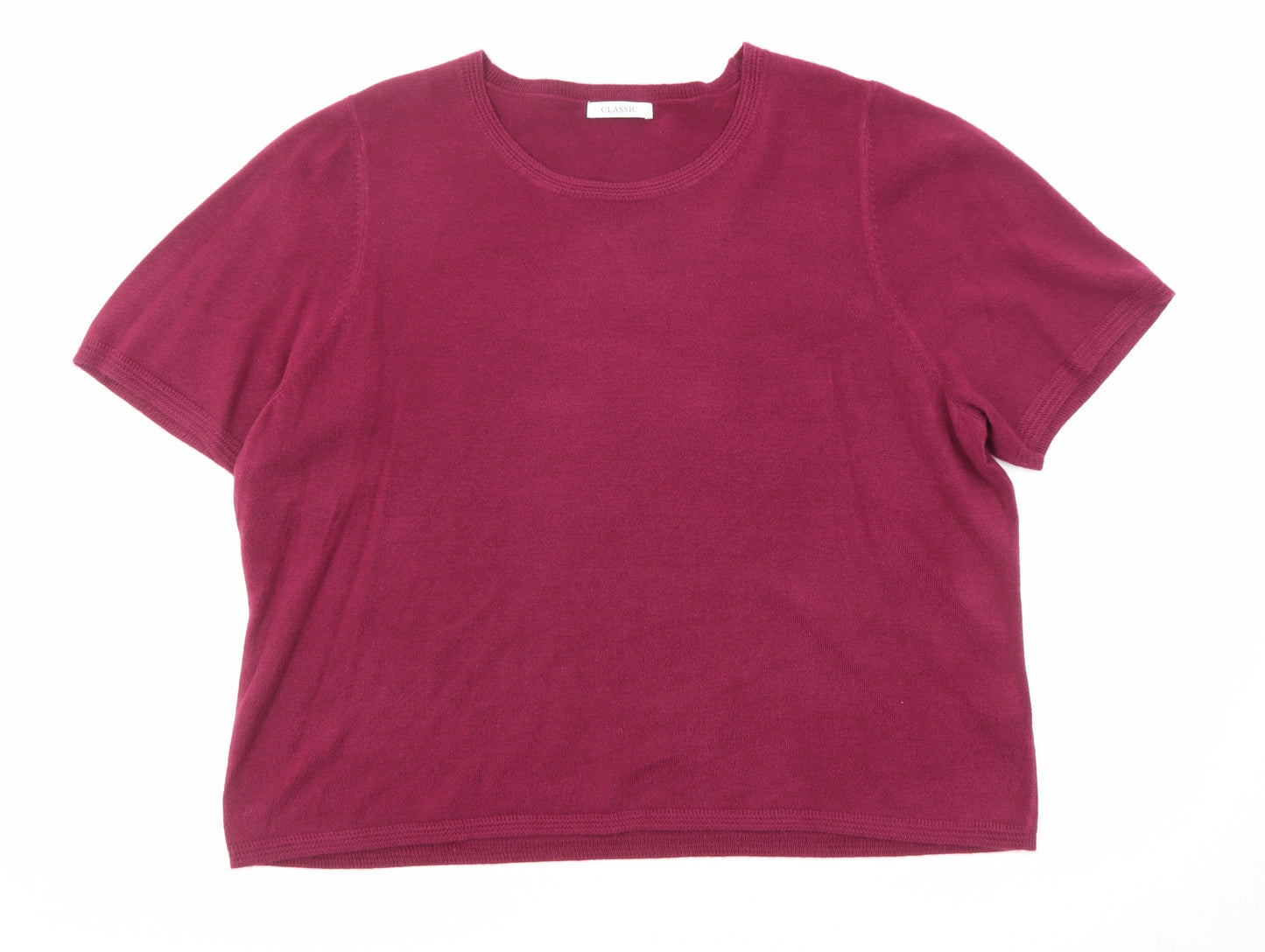 Classic Womens Purple Round Neck Acrylic Pullover Jumper Size 24