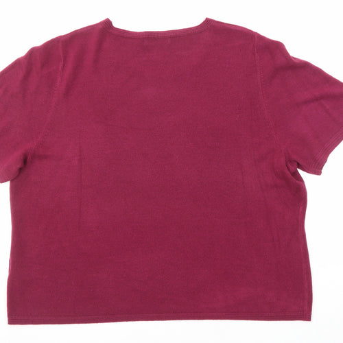 Classic Womens Purple Round Neck Acrylic Pullover Jumper Size 24
