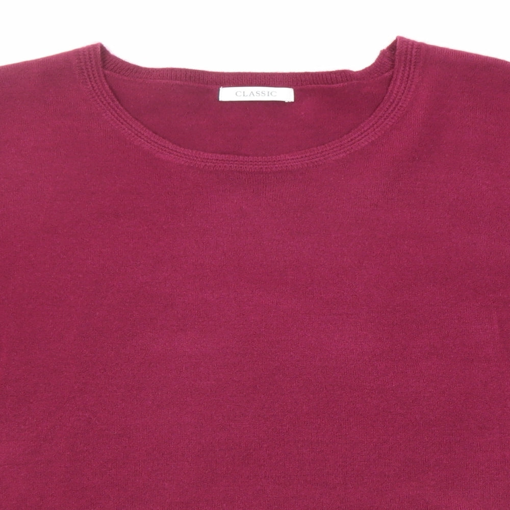 Classic Womens Purple Round Neck Acrylic Pullover Jumper Size 24