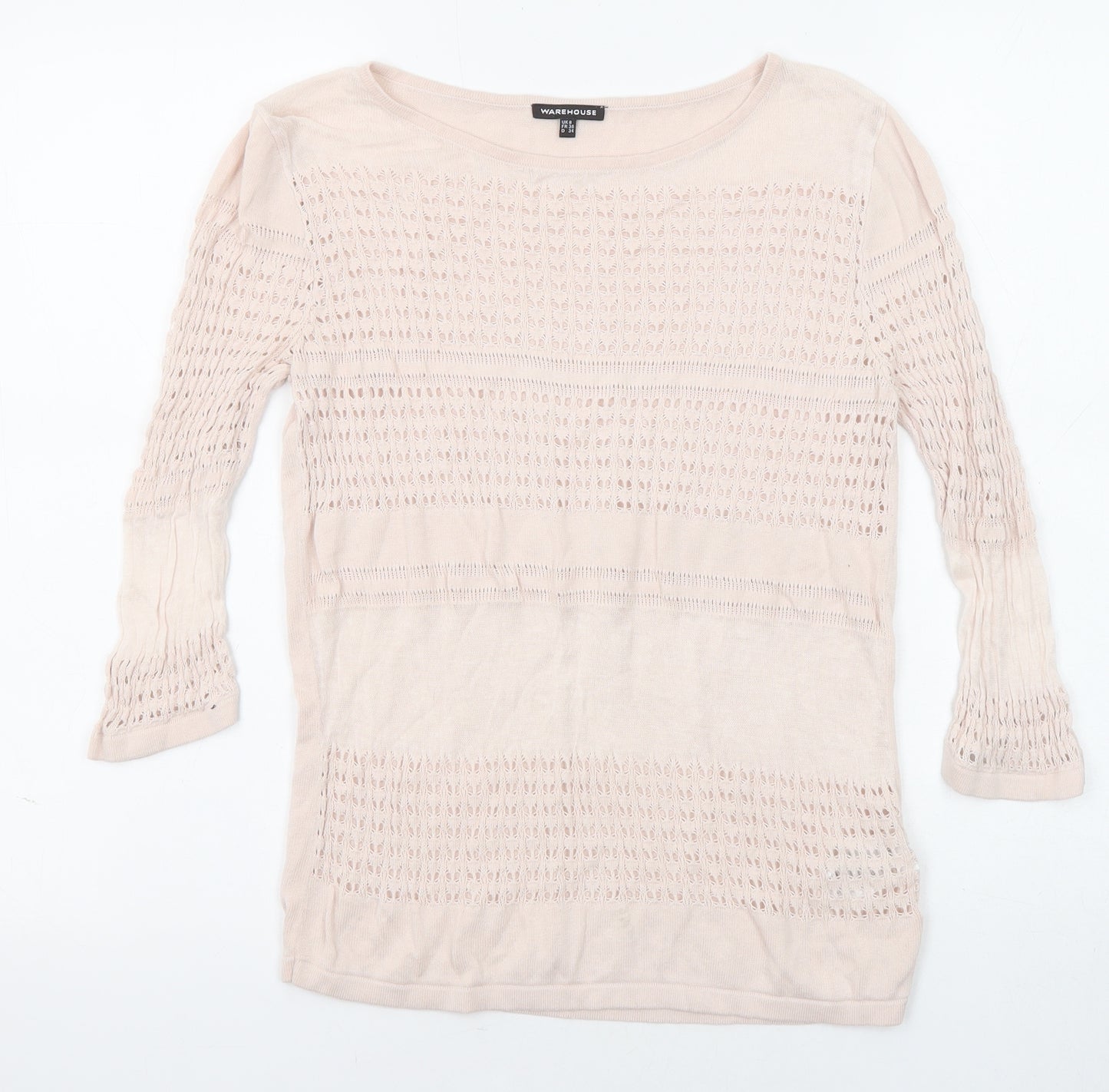 Warehouse Womens Pink Boat Neck Viscose Pullover Jumper Size 8