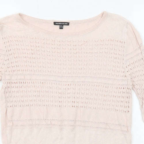 Warehouse Womens Pink Boat Neck Viscose Pullover Jumper Size 8