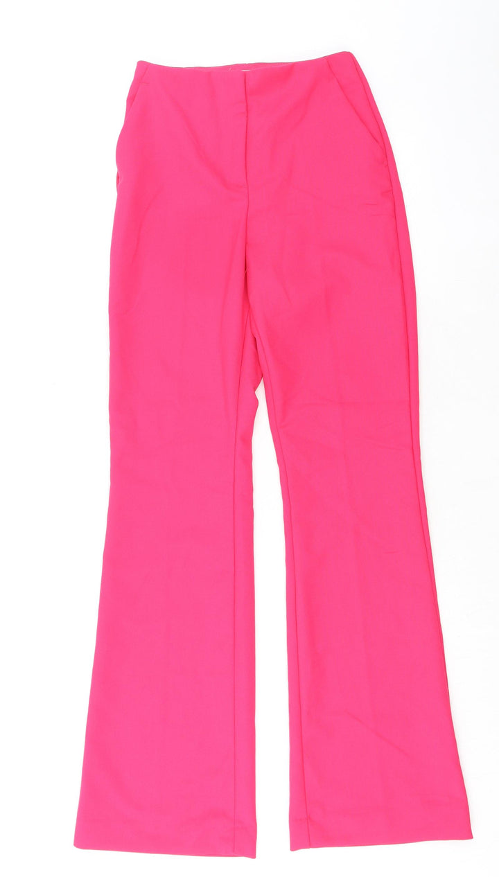 H&M Womens Pink Polyester Trousers Size 6 L32 in Regular Zip