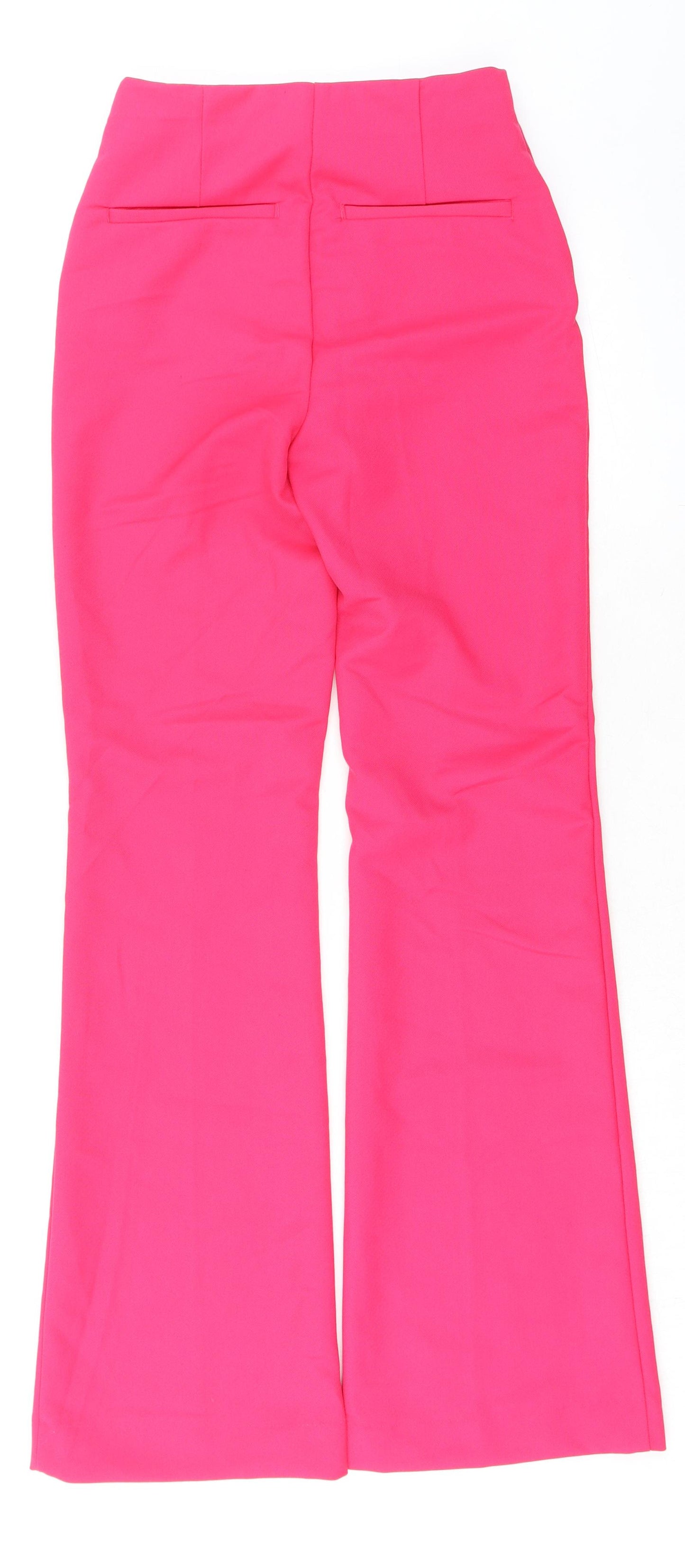 H&M Womens Pink Polyester Trousers Size 6 L32 in Regular Zip