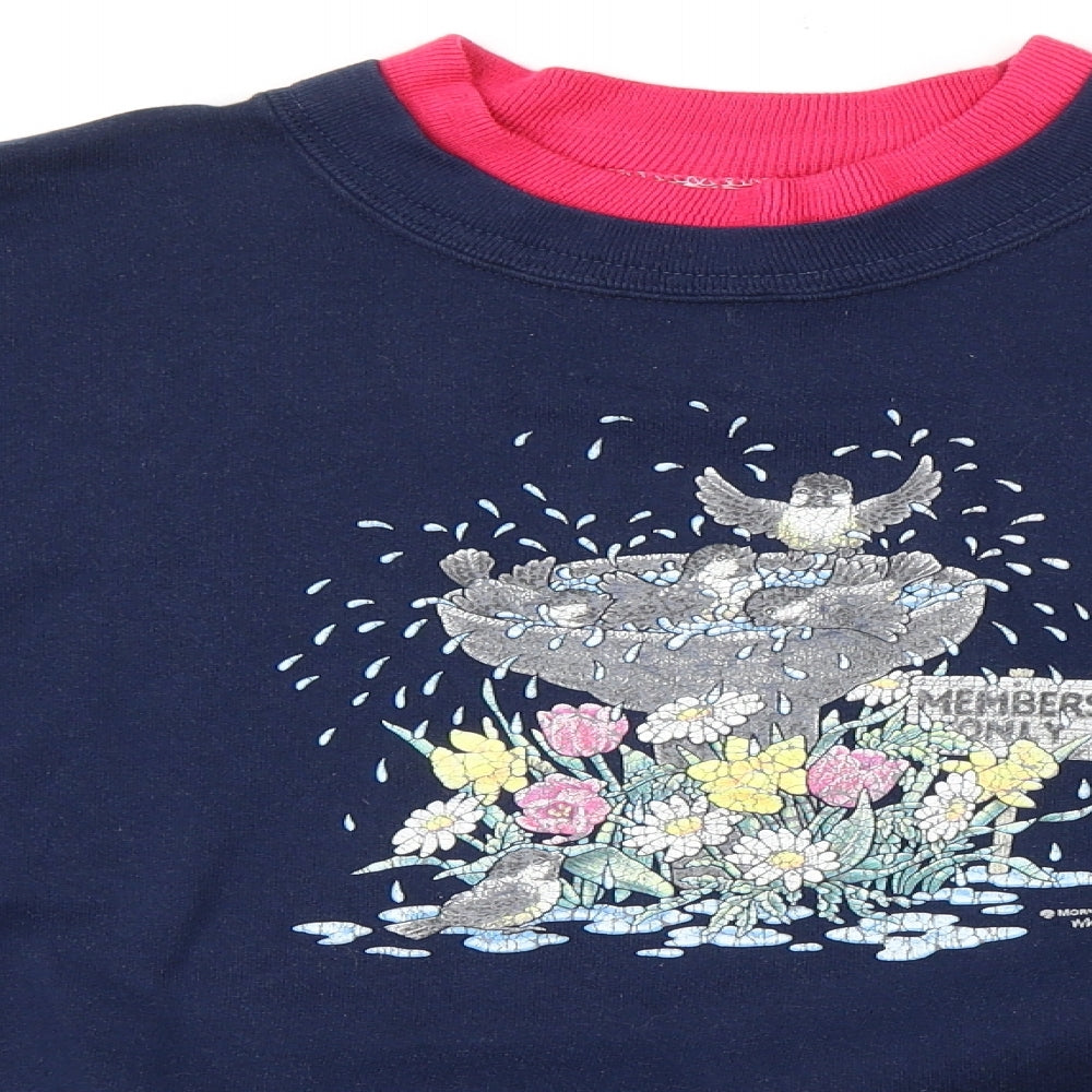 Morning Sun Womens Blue Cotton Pullover Sweatshirt Size 2XL Pullover