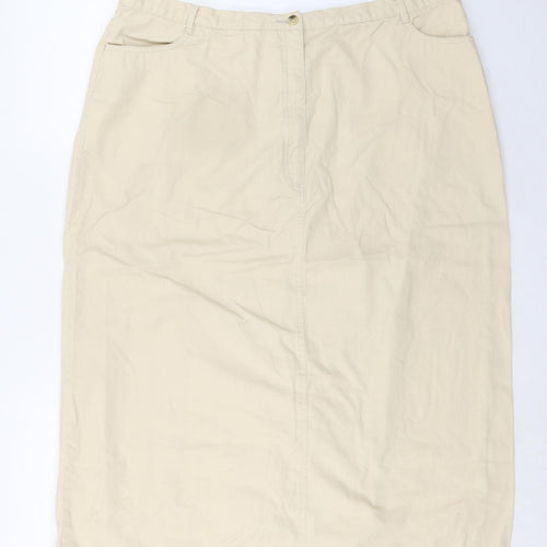 EWM Womens Ivory Cotton Straight & Pencil Skirt Size 22 Button