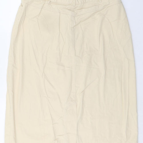 EWM Womens Ivory Cotton Straight & Pencil Skirt Size 22 Button