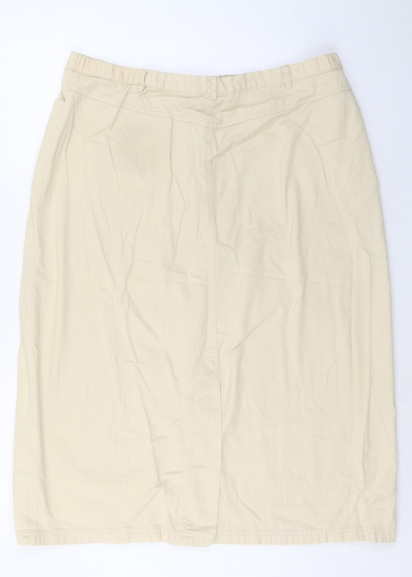 EWM Womens Ivory Cotton Straight & Pencil Skirt Size 22 Button