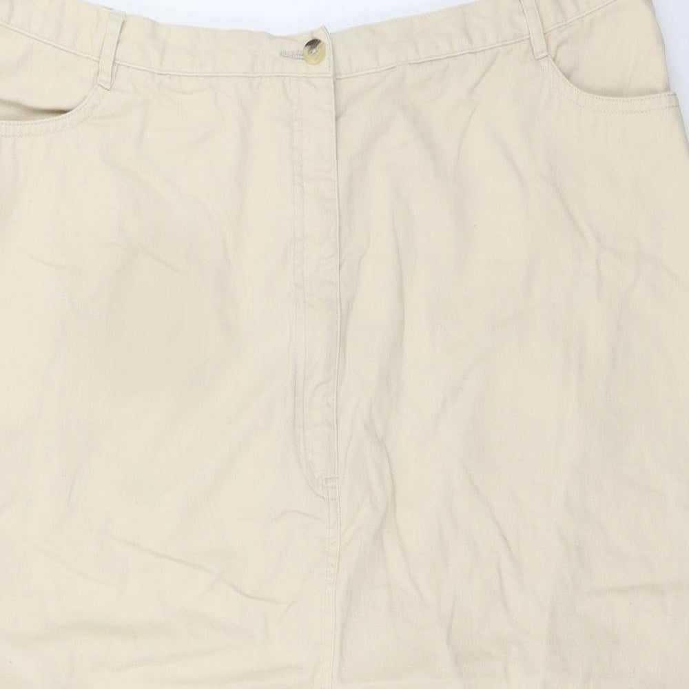 EWM Womens Ivory Cotton Straight & Pencil Skirt Size 22 Button