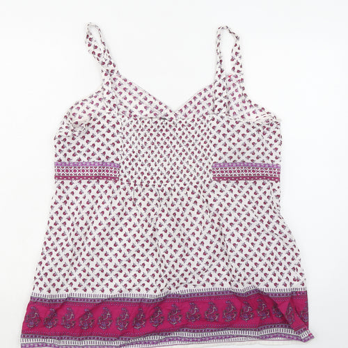 Debenhams Womens Purple Floral 100% Cotton Basic Tank Size 18 V-Neck