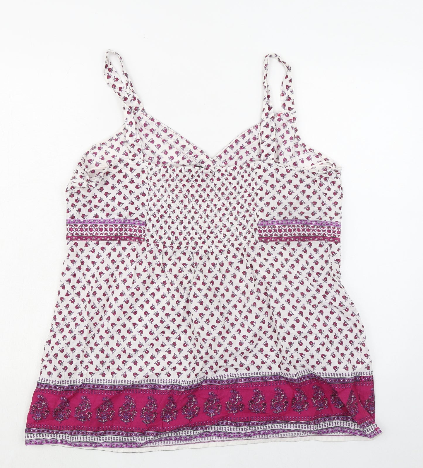 Debenhams Womens Purple Floral 100% Cotton Basic Tank Size 18 V-Neck