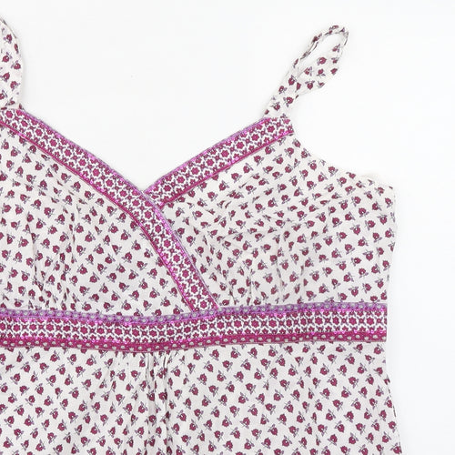 Debenhams Womens Purple Floral 100% Cotton Basic Tank Size 18 V-Neck