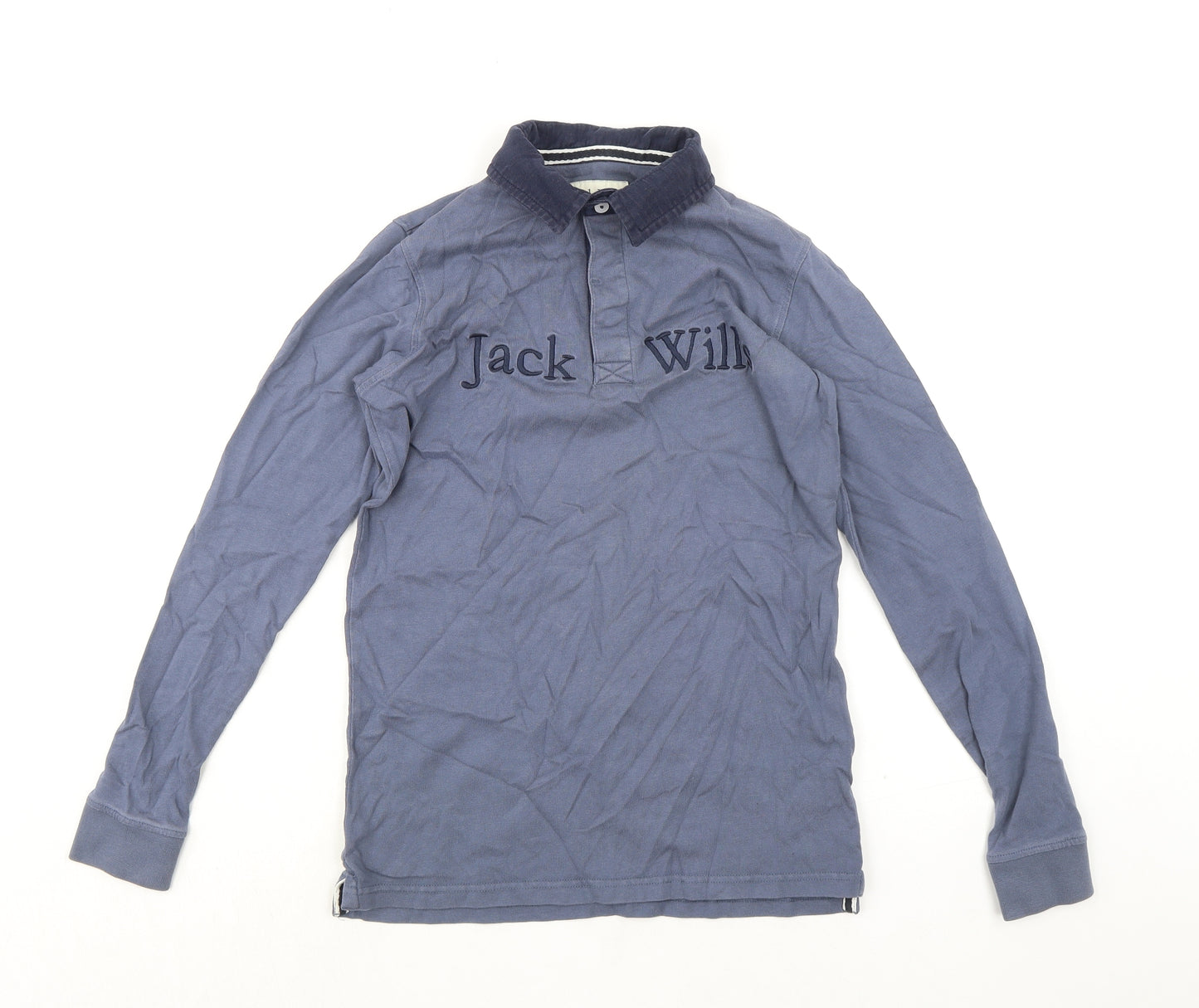 Jack Wills Boys Blue 100% Cotton Basic Polo Size 12-13 Years Collared Button