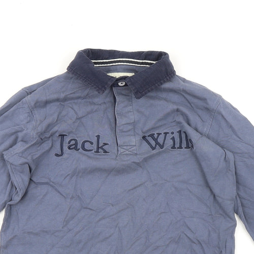 Jack Wills Boys Blue 100% Cotton Basic Polo Size 12-13 Years Collared Button