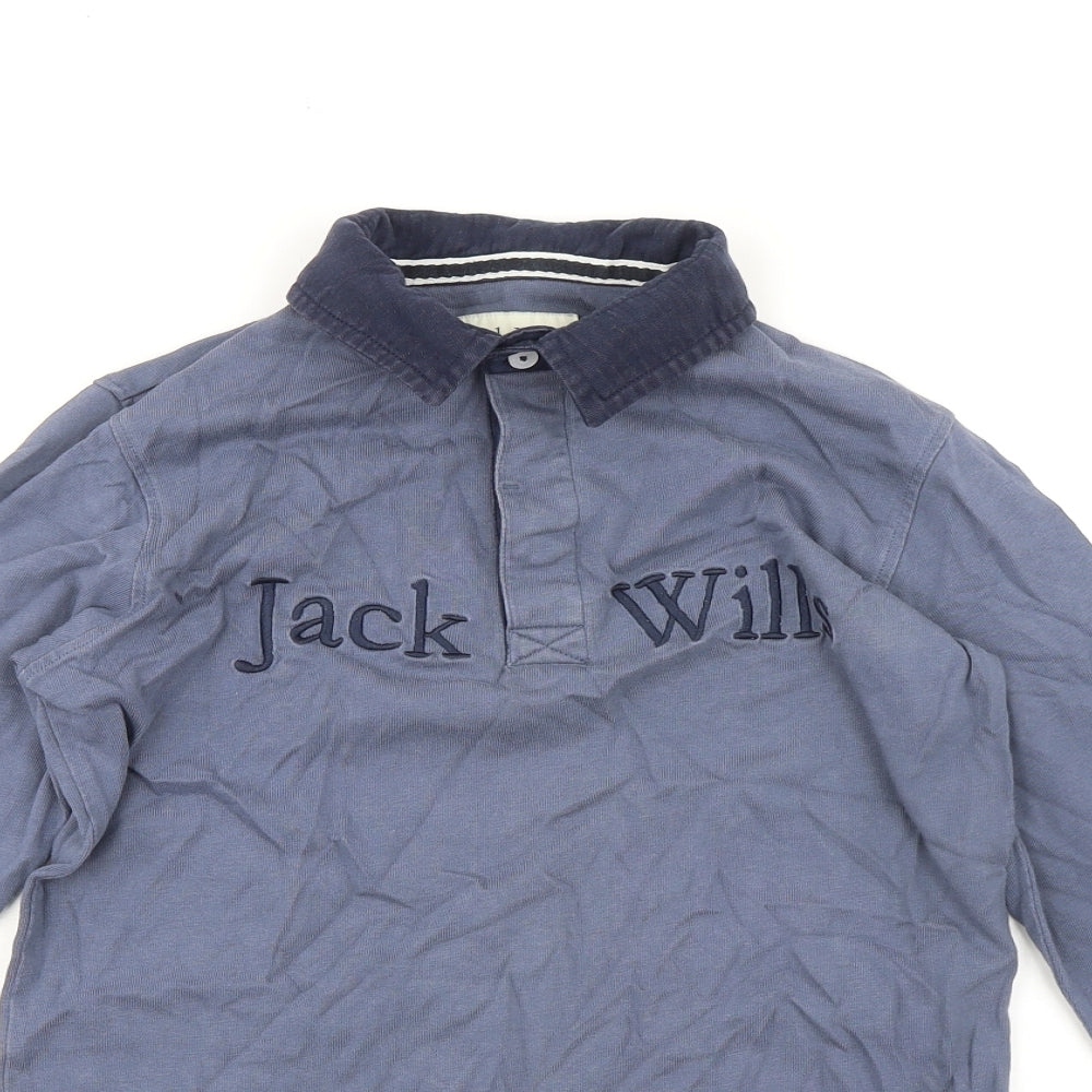 Jack Wills Boys Blue 100% Cotton Basic Polo Size 12-13 Years Collared Button