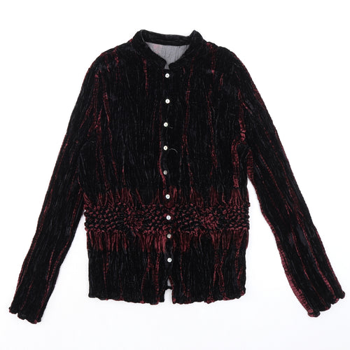 Marks and Spencer Womens Black Trivinyl Basic Button-Up Size 12 Round Neck - Size 12-14