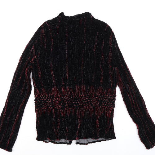 Marks and Spencer Womens Black Trivinyl Basic Button-Up Size 12 Round Neck - Size 12-14