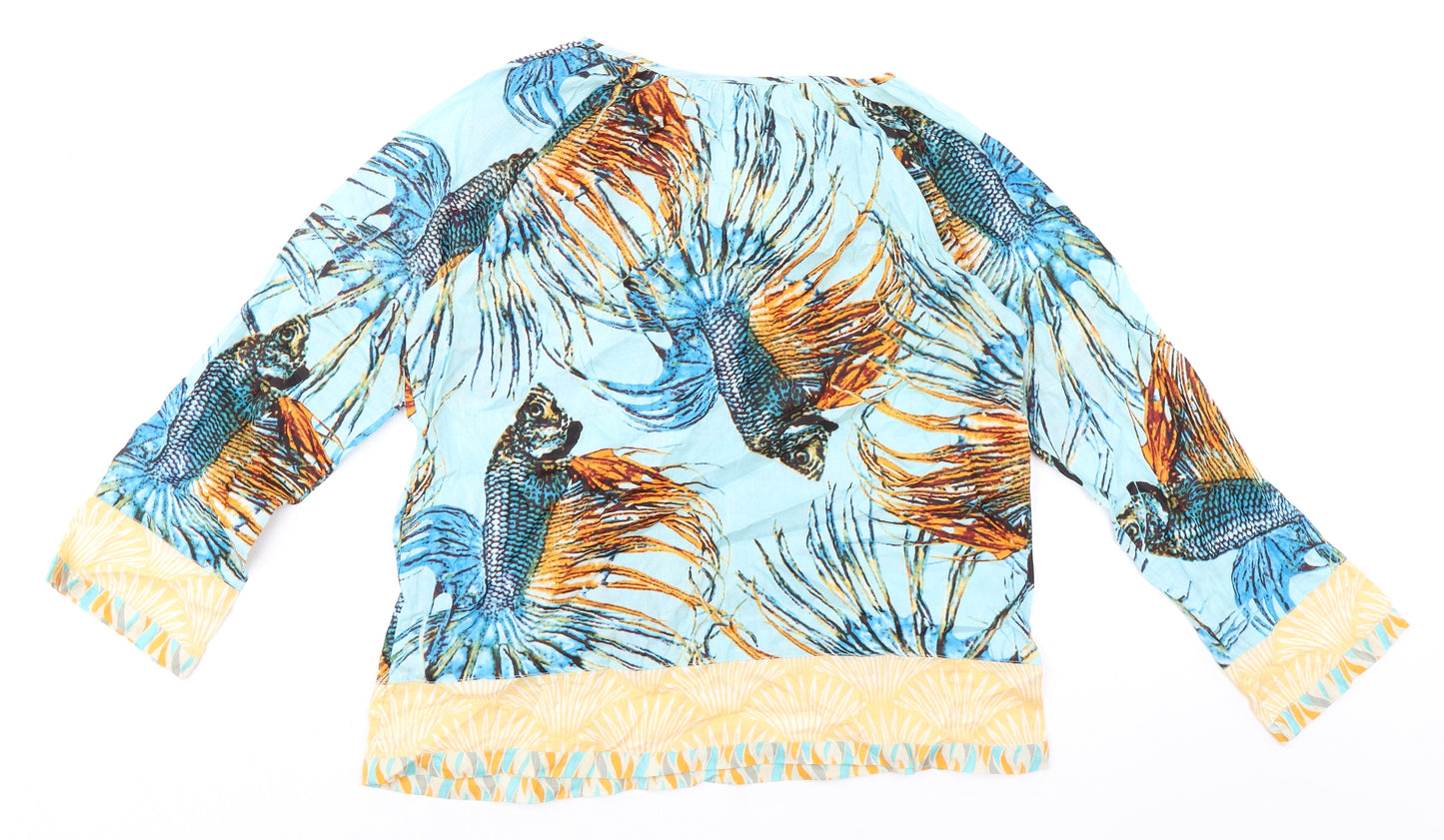 Soul Kathrine Womens Multicoloured Geometric 100% Cotton Basic Blouse Size M V-Neck