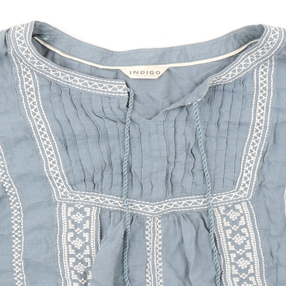 Indigo Womens Grey 100% Cotton Basic Blouse Size 18 V-Neck