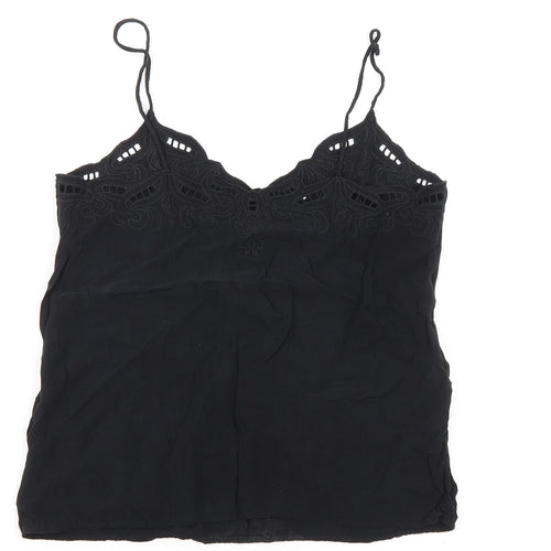 H&M Womens Black Cupro Camisole Tank Size 6 V-Neck