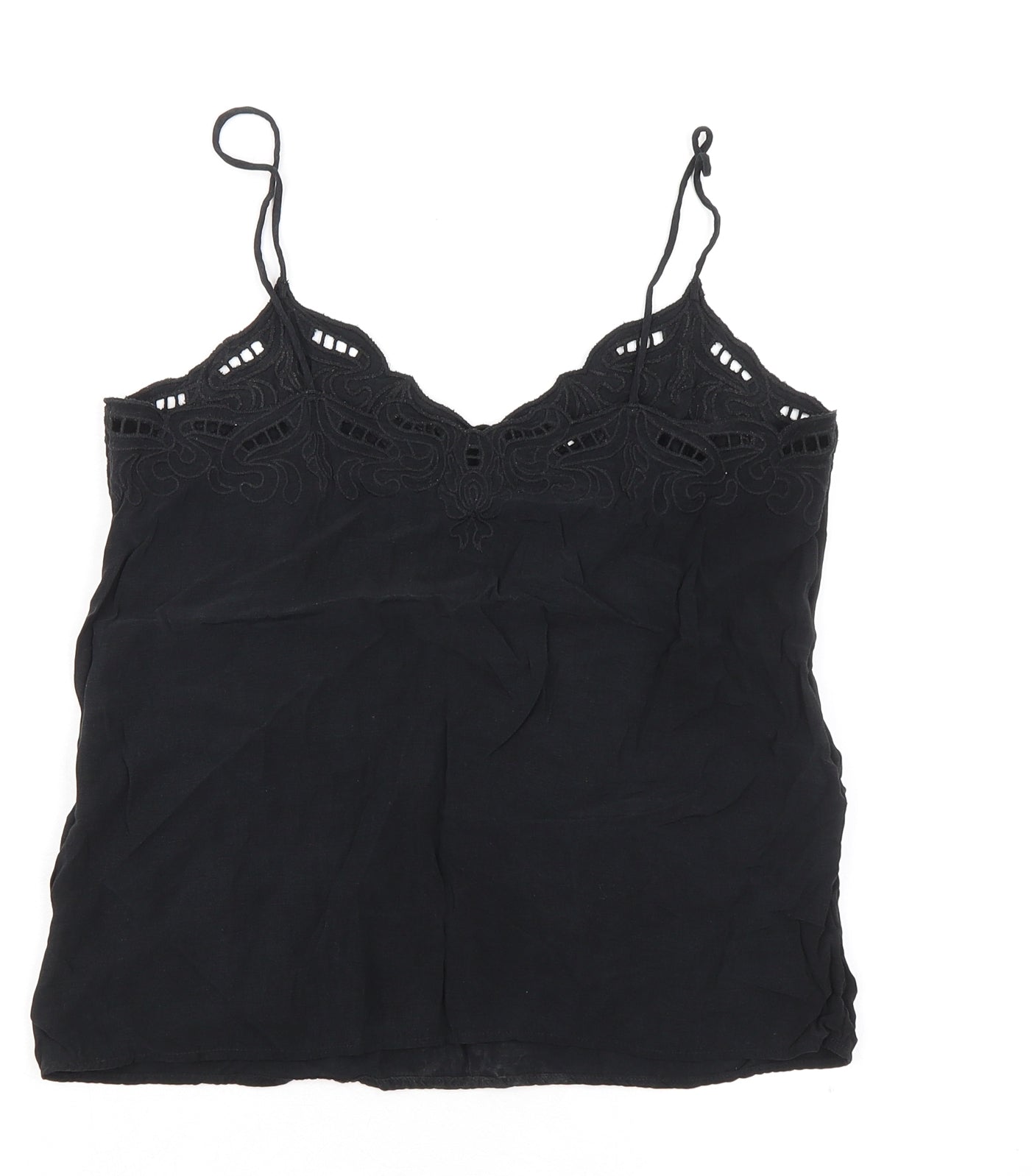 H&M Womens Black Cupro Camisole Tank Size 6 V-Neck