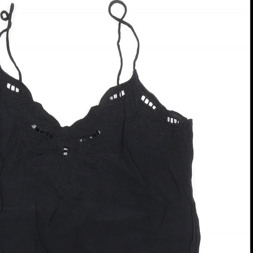 H&M Womens Black Cupro Camisole Tank Size 6 V-Neck