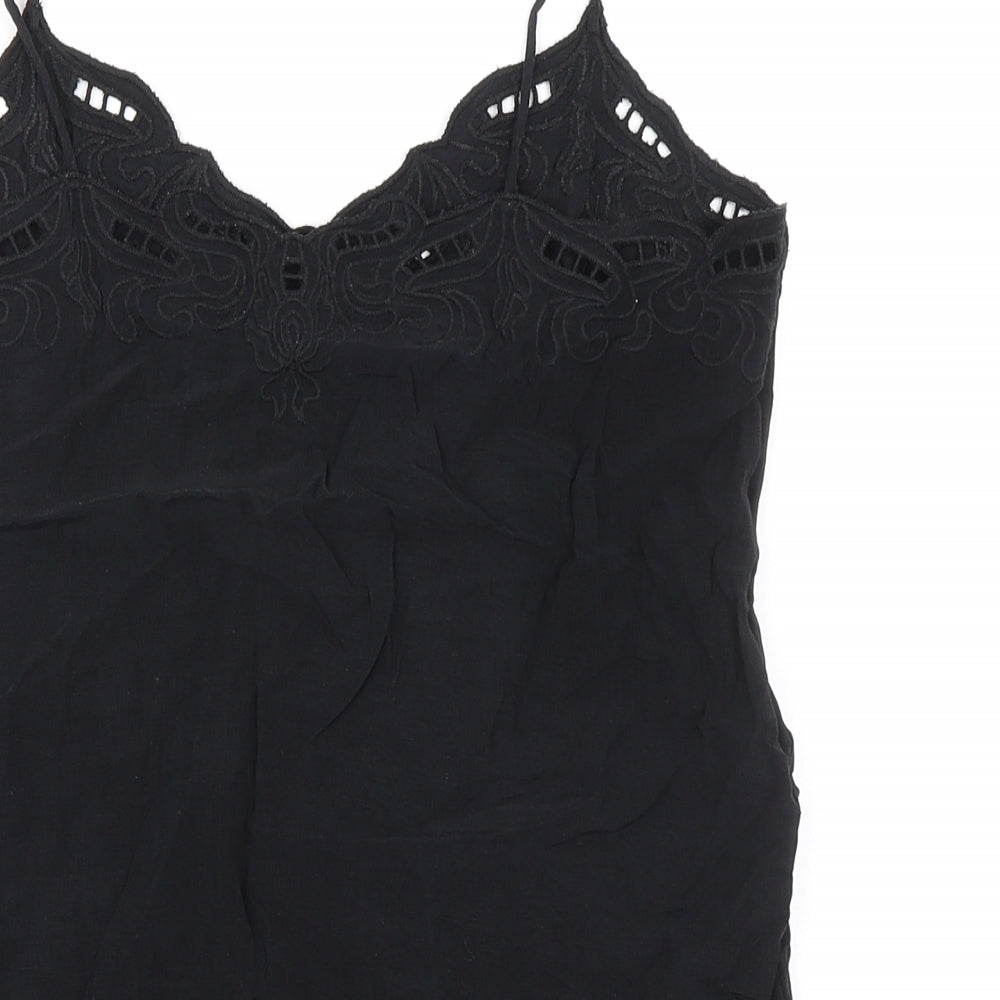 H&M Womens Black Cupro Camisole Tank Size 6 V-Neck